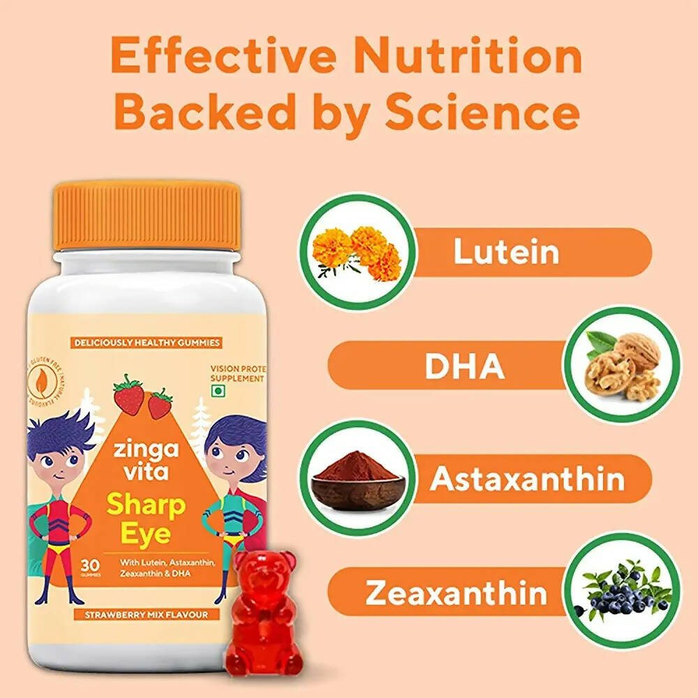 Zingavita Sharp Eye Gummies for Kids (Strawberry Mix Flavor) - Distacart