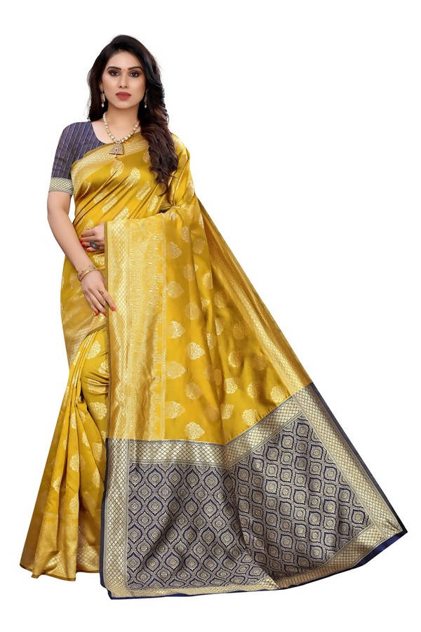 Vamika Banarasi Jacquard Weaving Yellow Saree (Dangal Yellow)