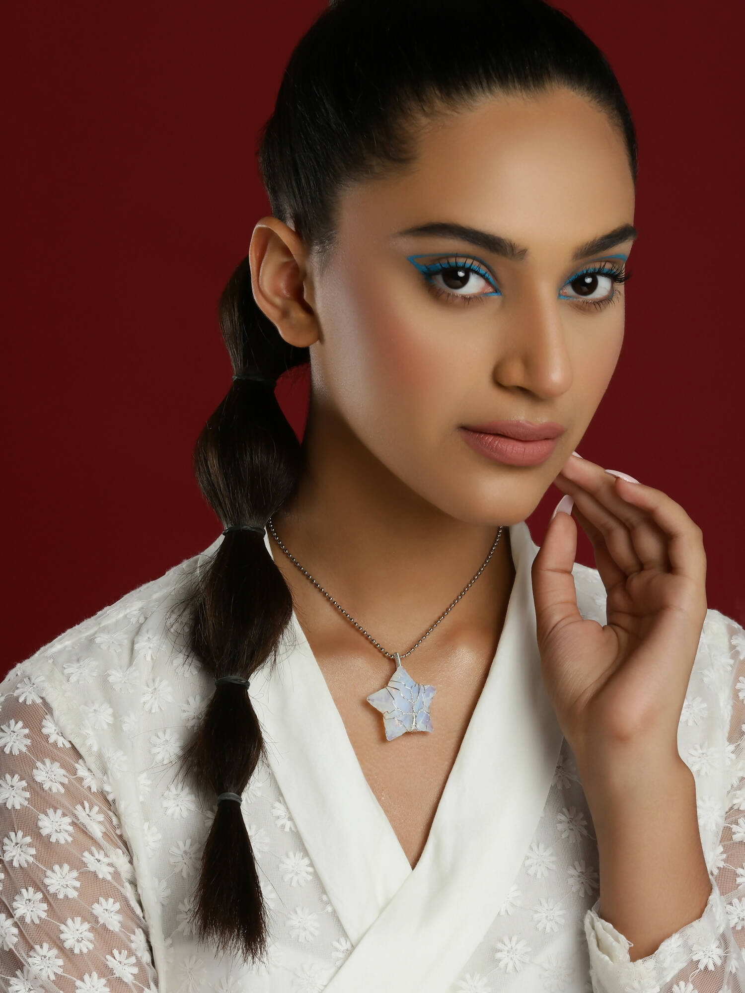 Women's Silver-Toned Blue Silver-Plated Handcrafted Chain - Ruby Raang - Distacart