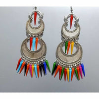Thumbnail for Multi Color Alloy Double Chandbali Earrings