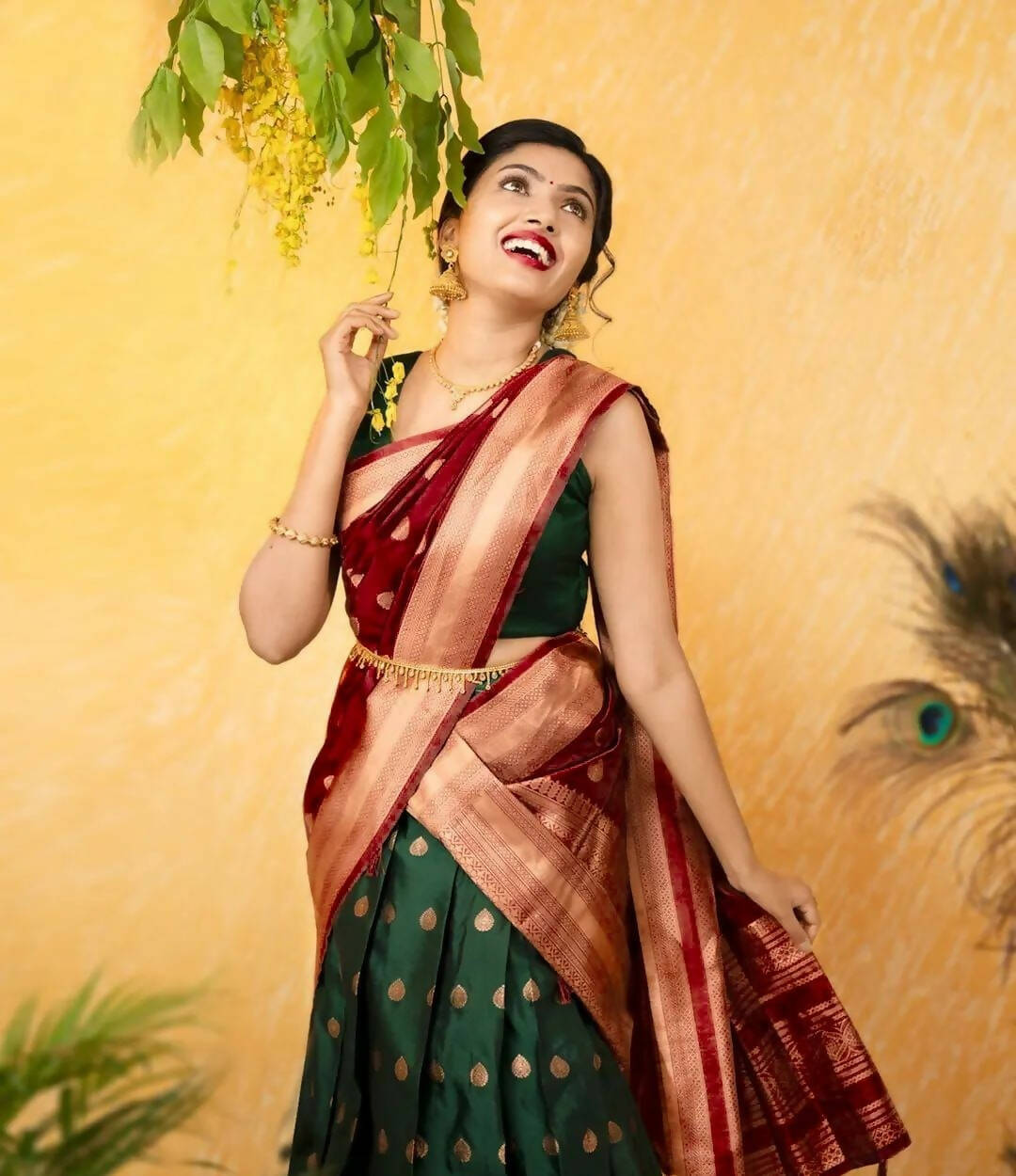 DEIANA'S Beautiful Pure Jari Silk Weaving Lehengha Choli - Green - Distacart