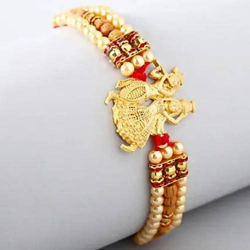 Krishna Designer Rakhi and Almond Treat Chocolate - Distacart