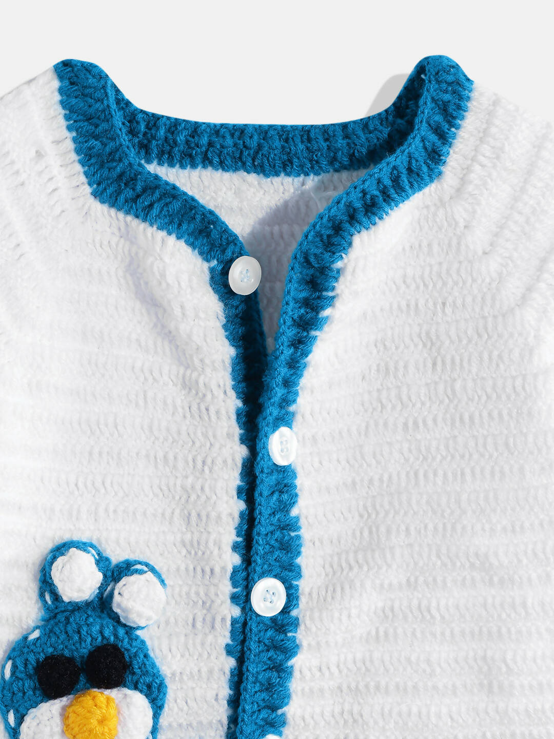 Chutput Kids Woollen Hand Knitted Full Sleeves Cardigan - White - Distacart