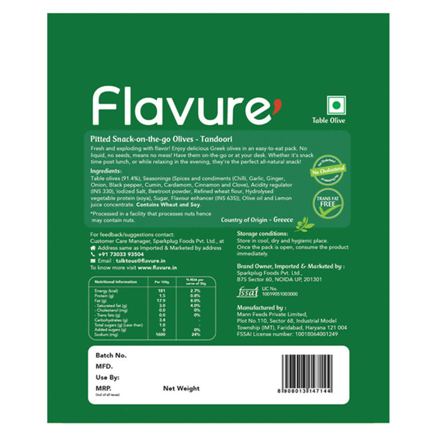 Flavure Snack-On-The-Go Olives Tandoori - Distacart