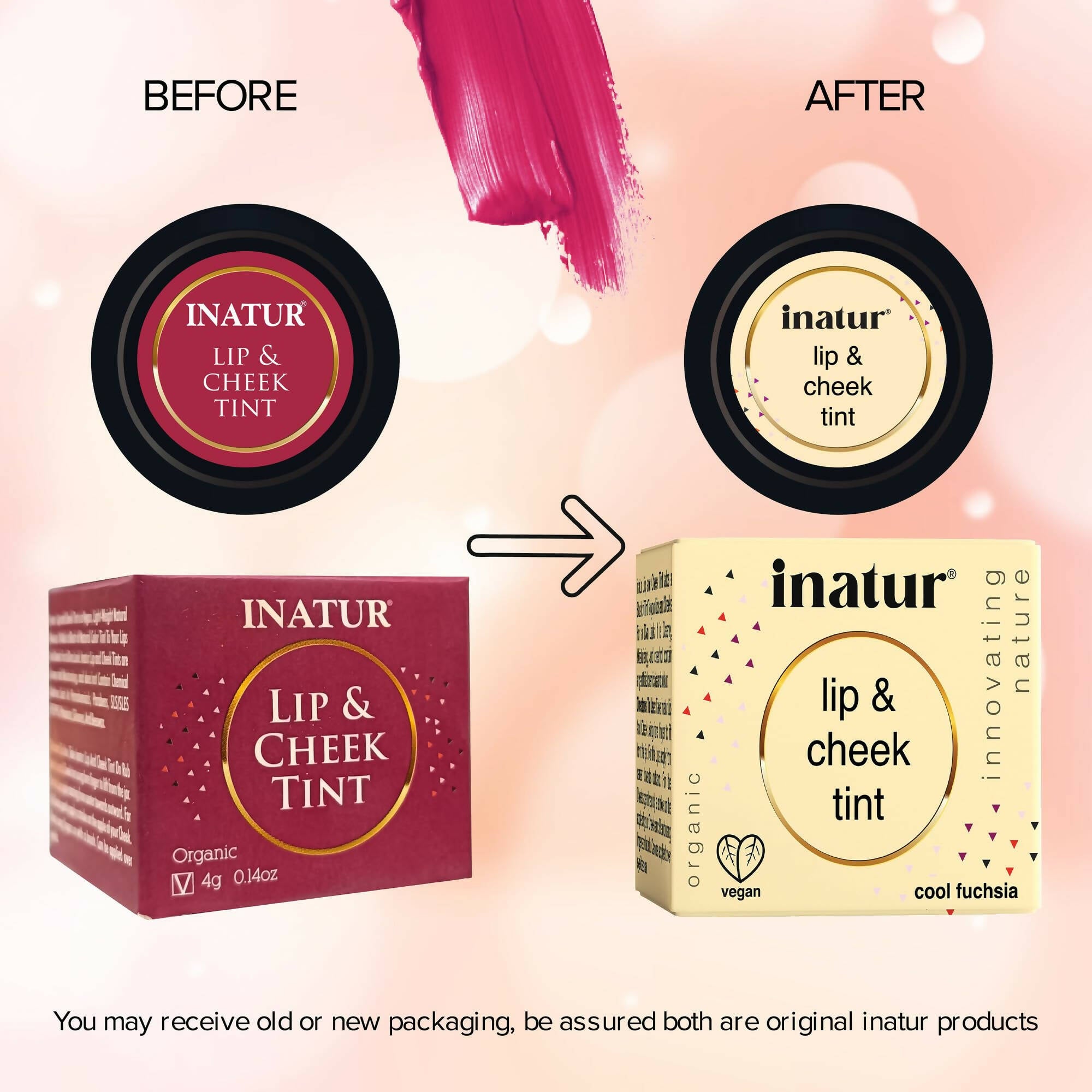Inatur Lip and Cheek Tint Cool Fushia - Distacart