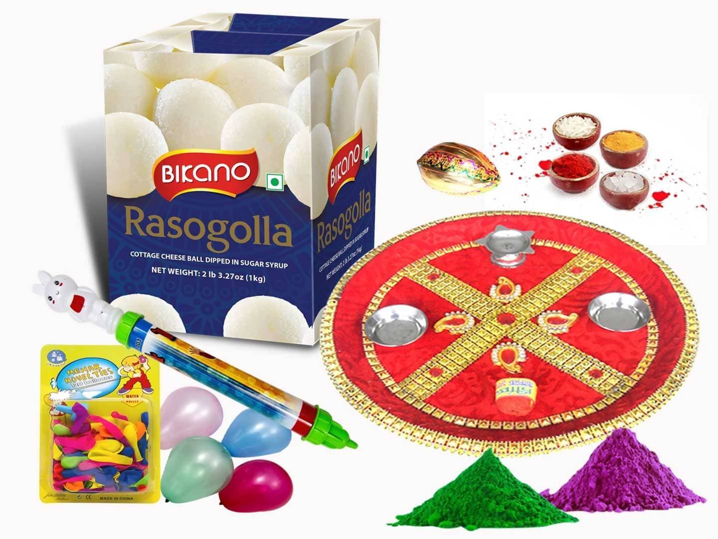 Bikano Holi Puja Thali with Rasgulla - Distacart