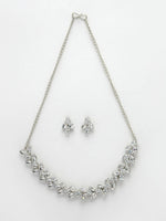 Thumbnail for NVR Women Silver-Plated American Diamond Jewellery Set Necklace & Earrings - Distacart