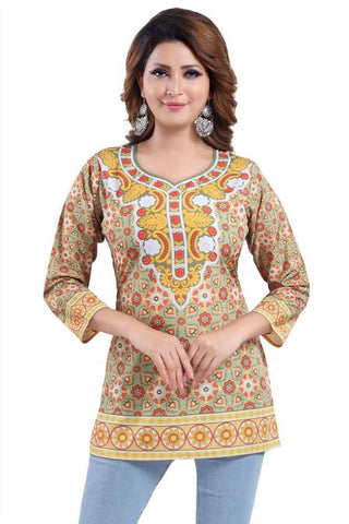 Snehal Creations Eye Catching Faux Crepe Printed Tunic Top