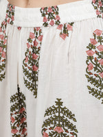 Thumbnail for Jaipur Kurti Women Blue & Green Floral Printed Pure Cotton Kurti With Sharara & Dupatta - Distacart