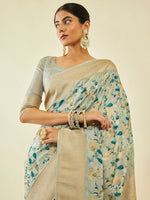 Thumbnail for Soch Floral Printed Zari Tussar Saree - Distacart