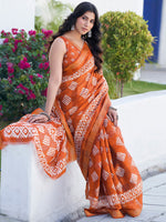 Thumbnail for Kalini Batik Printed Zari Saree - Distacart