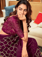Thumbnail for Saree Mall Magenta & Gold-Toned Ethnic Printed Silk Blend Sarees - Distacart