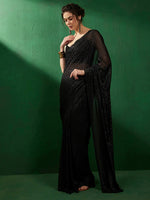 Thumbnail for Sangria Embellished Party Wear Saree - Distacart