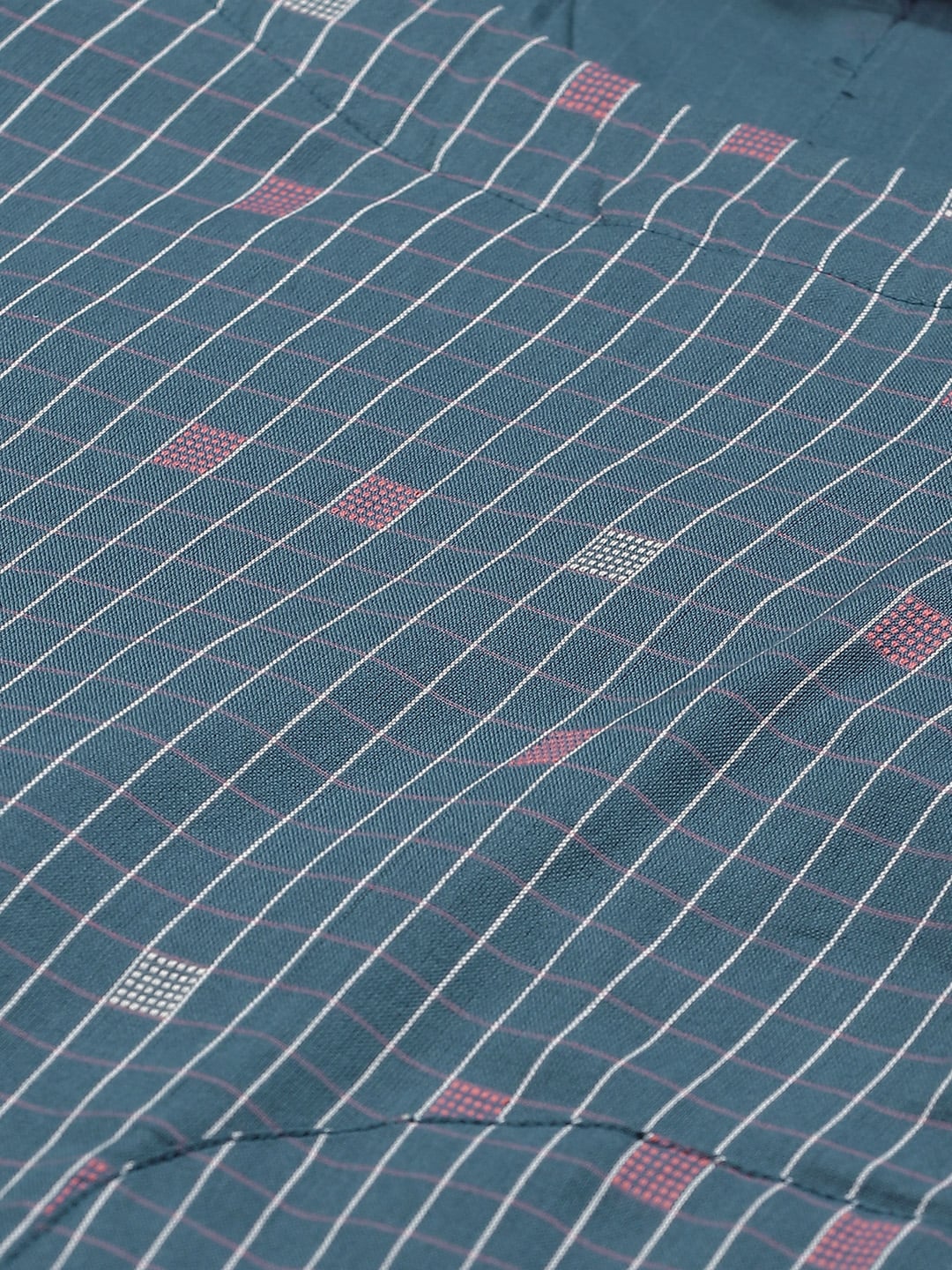 Biba Women Blue & White Checked A-Line Kurta - Distacart