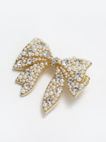 Thumbnail for Panash Women Gold-Toned & White Embellished Bow-Shaped Alligator Hair Clip - Distacart