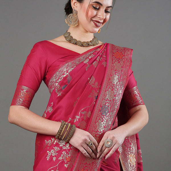 Mitera Woven Design Zari Silk Blend Banarasi Saree - Distacart