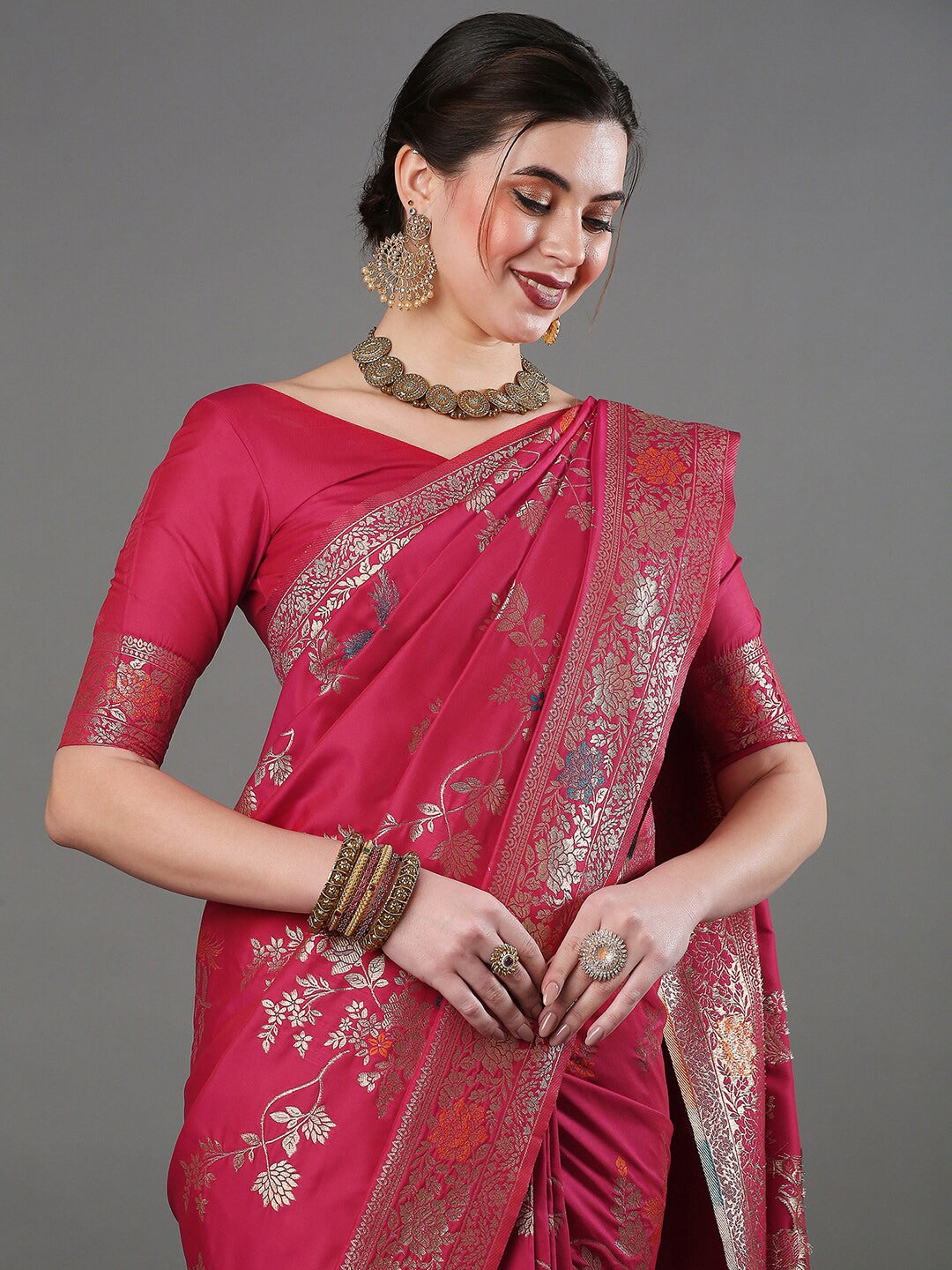Mitera Woven Design Zari Silk Blend Banarasi Saree - Distacart