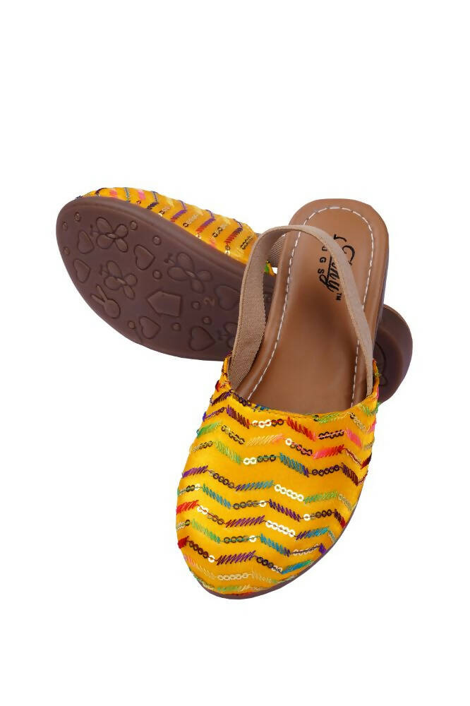 Tiny Bugs Girls Embroidered Strap Ethnic Jutis-Yellow - Distacart