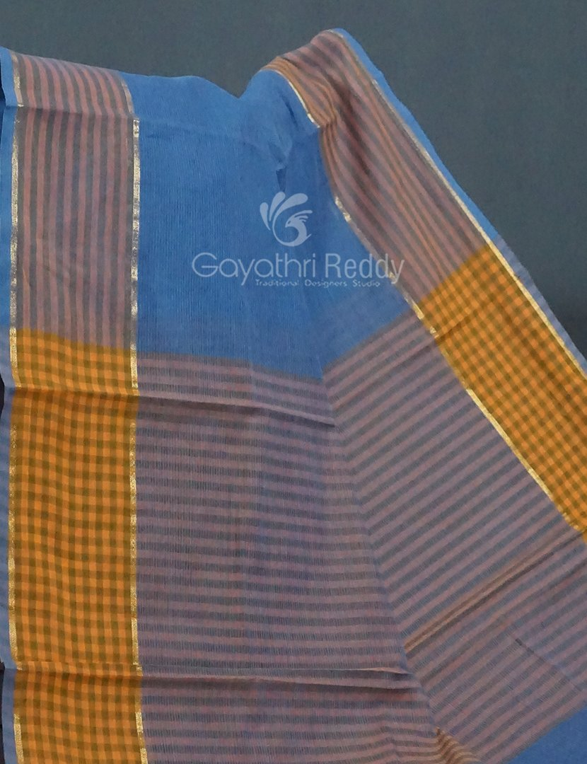 Dual Shades of Blue Pure Mangalgiri Cotton By Gayathri Reddy Designer Studio - Distacart