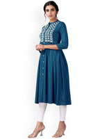 Thumbnail for Kalini Women Blue Embroidered Anarkali Kurta - Distacart