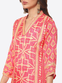 Thumbnail for Biba Women Fuchsia Printed Kurta with Trousers & With Dupatta - Distacart