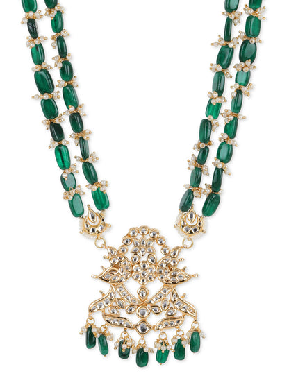 Gold-Toned Green Brass Gold-Plated Necklace - Ruby Raang - Distacart