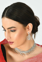 Thumbnail for Mominos Fashion Johar Kamal Silver-Plated American Diamond White Choker Set - Distacart