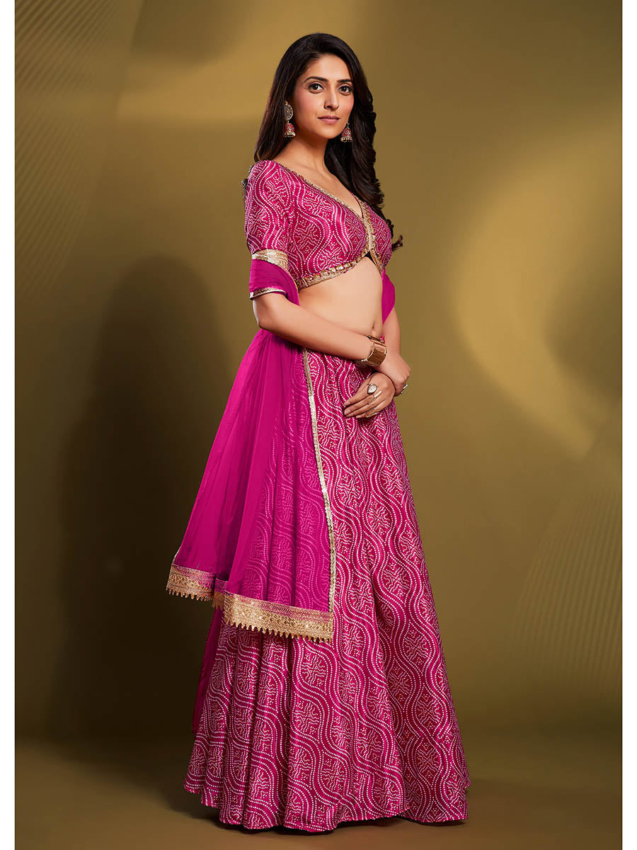 Myra Pink Crepe Embroidered Designer Lehenga - Distacart
