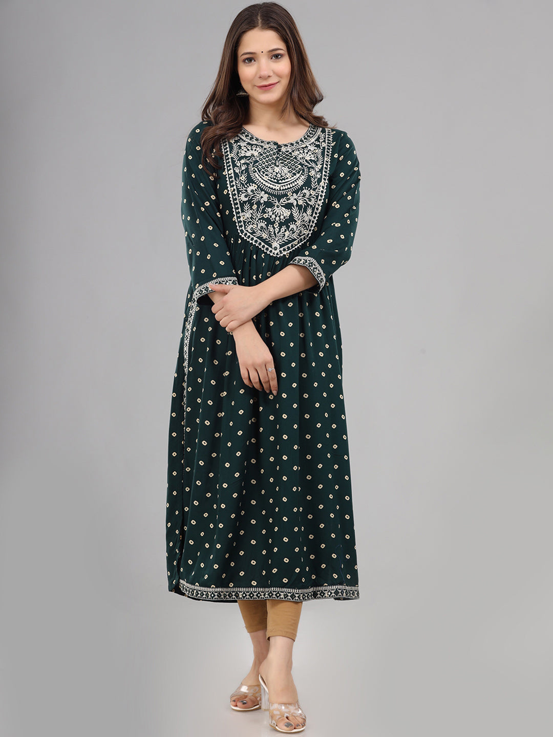 Kalini Women Green Ethnic Motifs Printed Embroidered Kurta - Distacart