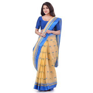 Desh Bidesh Women's Traditional Pure Handloom Cotton Saree Navarupa Velvet Par Design Without Blouse Piece - Distacart