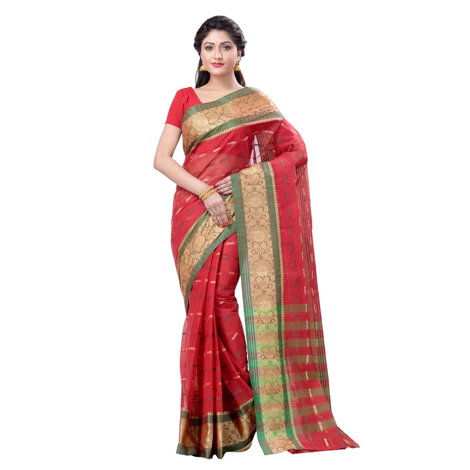 Desh Bidesh Women's Traditional Bengal Tant Handloom Cotton Saree Without Blouse Piece - Distacart