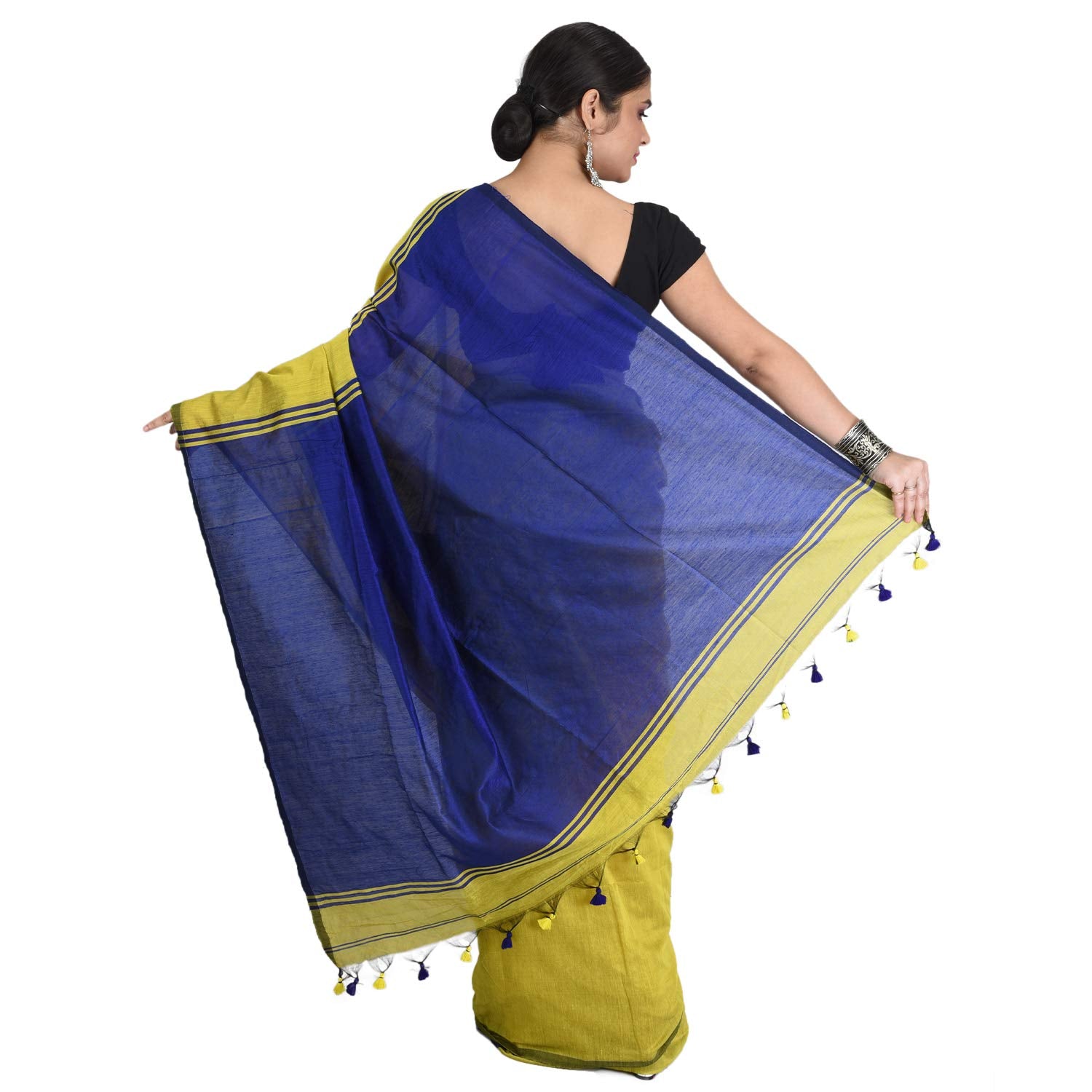 Desh Bidesh Bengal Cotton Tant Women's Bengal Half Half Ghicha Handloom Cotton Silk Saree With Blouse Piece - Distacart