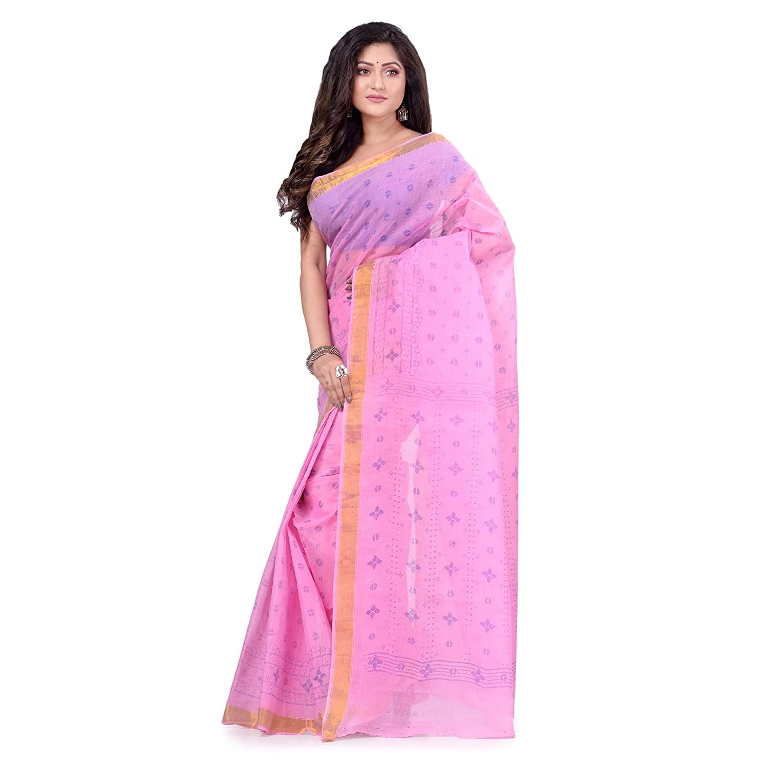 Desh Bidesh Women's Bengal Tant Kerala Print Design Pure Handloom Cotton Saree Without Blouse Piece - Distacart