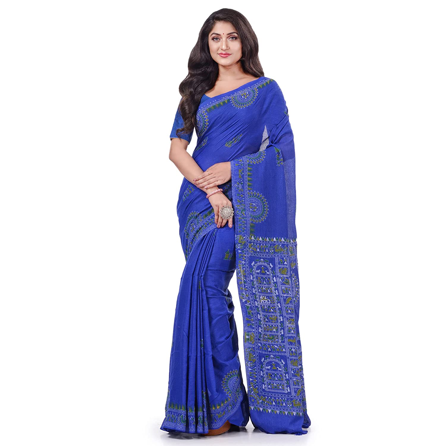 Desh Bidesh Women's Pure Cotton Tribal Art Warli Printed Designer Handloom Saree With Blouse Piece - Distacart