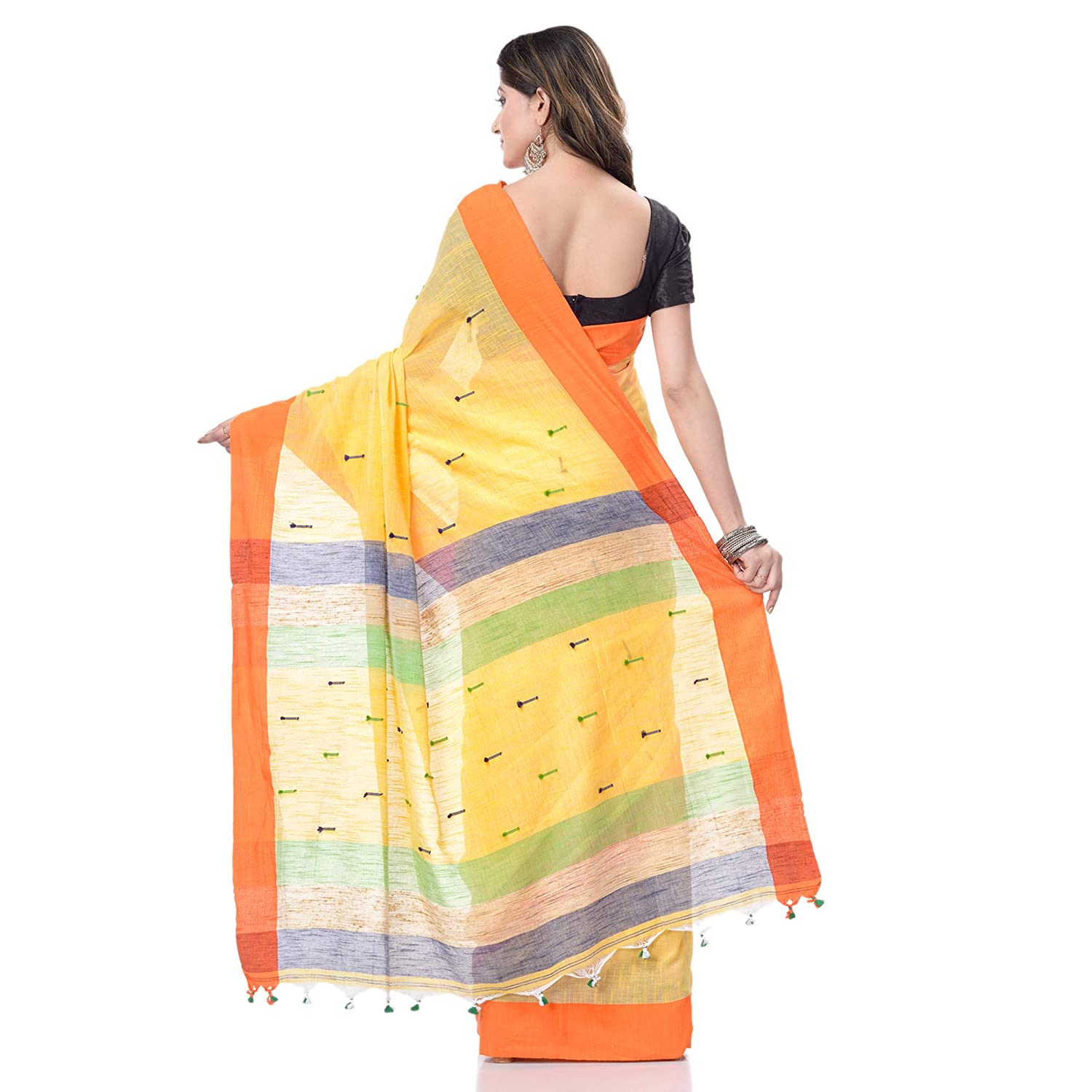 Desh Bidesh Women's Traditional Bengali Tant Handloom Cotton Saree With Blouse Piece - Distacart