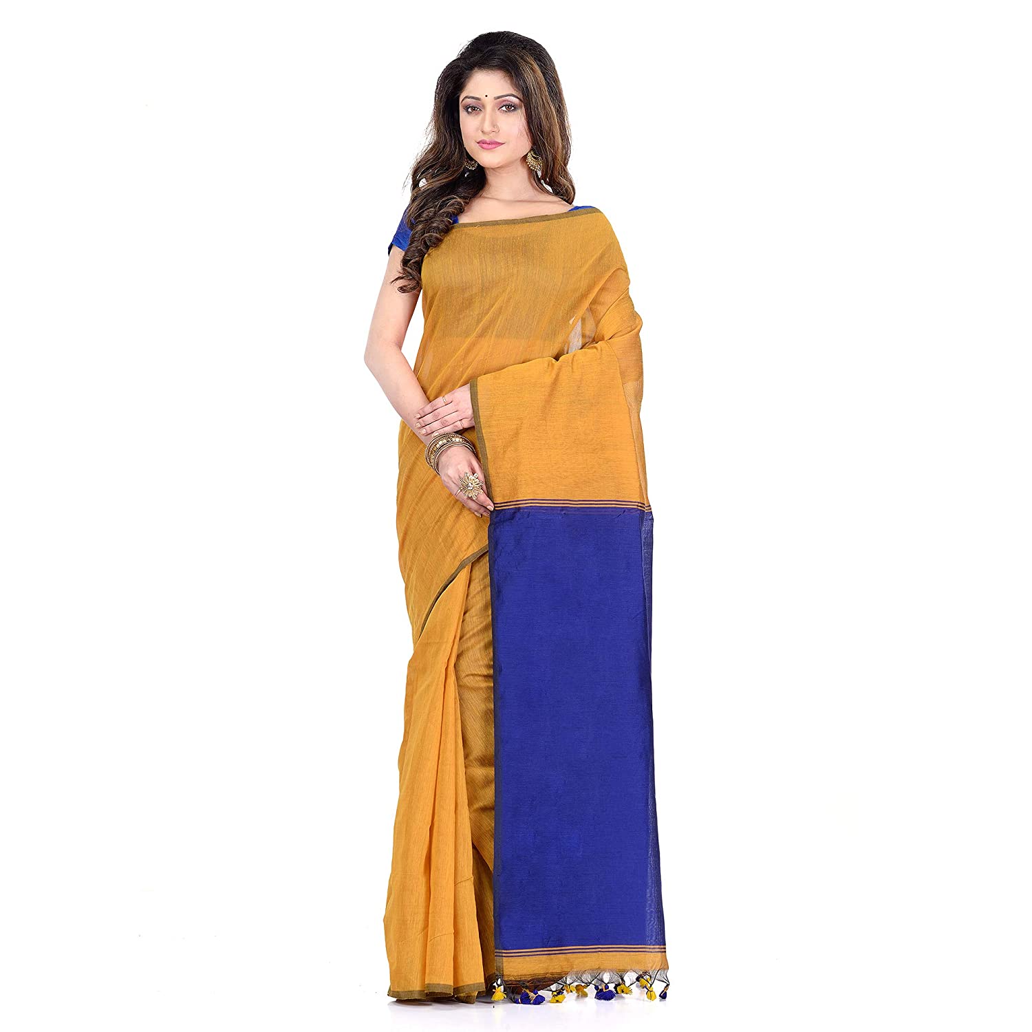Desh Bidesh Women's Bengal Khadi Ghicha Handloom Cotton Silk Saree With Blouse Piece - Distacart
