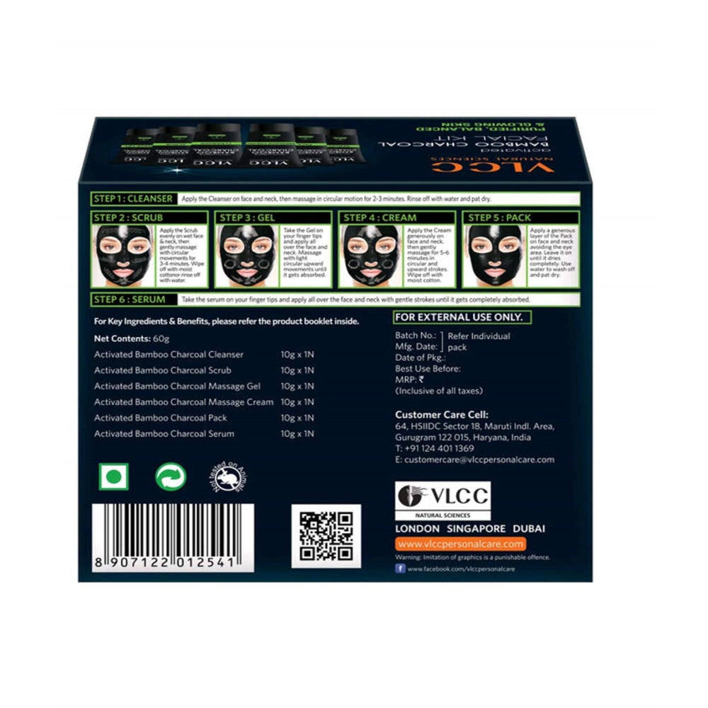 VLCC Activated Bamboo Charcoal Facial Kit, 60 g