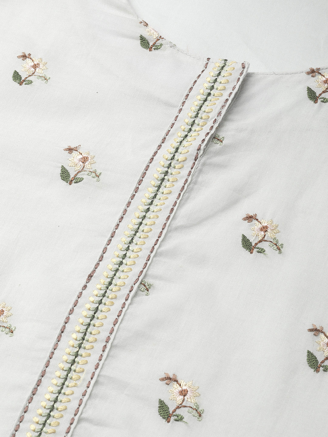 Biba Women Grey & Beige Floral Embroidered A-lIne Layered Kurta - Distacart