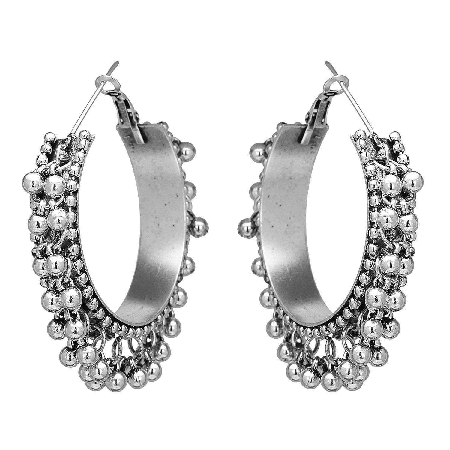 Silver-Plated Alloy Silver Hoop Earrings - The Pari - Distacart