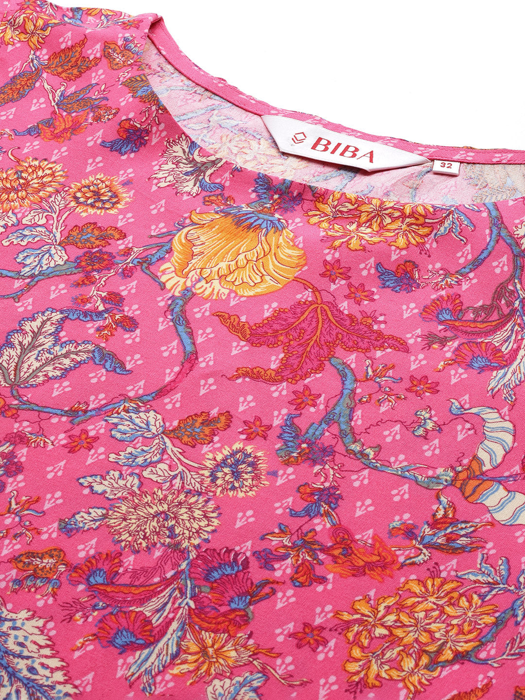 Biba Ethnic Motifs Printed High-Low Kurta with Palazzos - Distacart