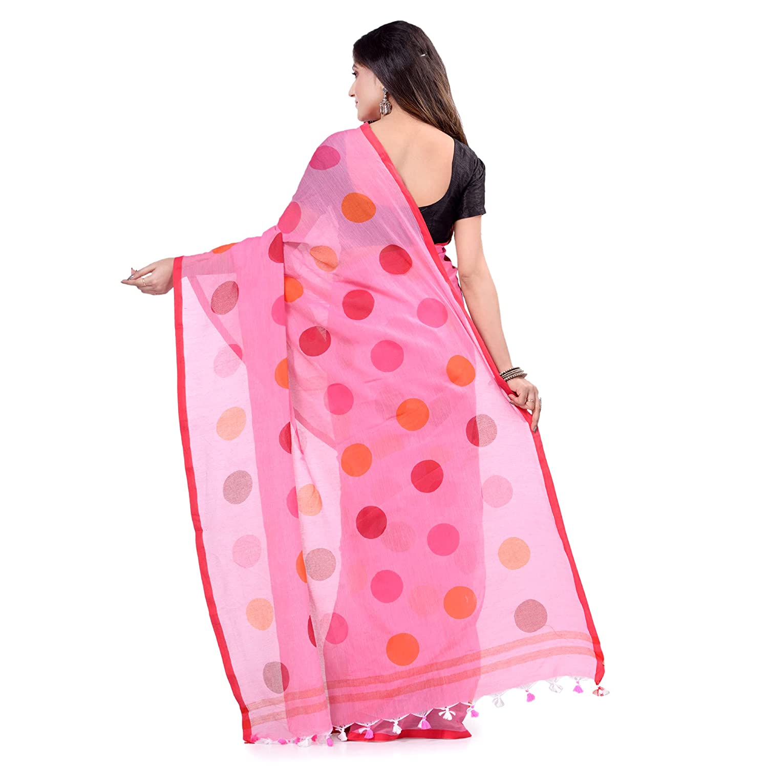 Desh Bidesh Women's Moon Folka Design Malmal Bengal Handloom Pure Cotton Saree Without Blouse Piece - Distacart