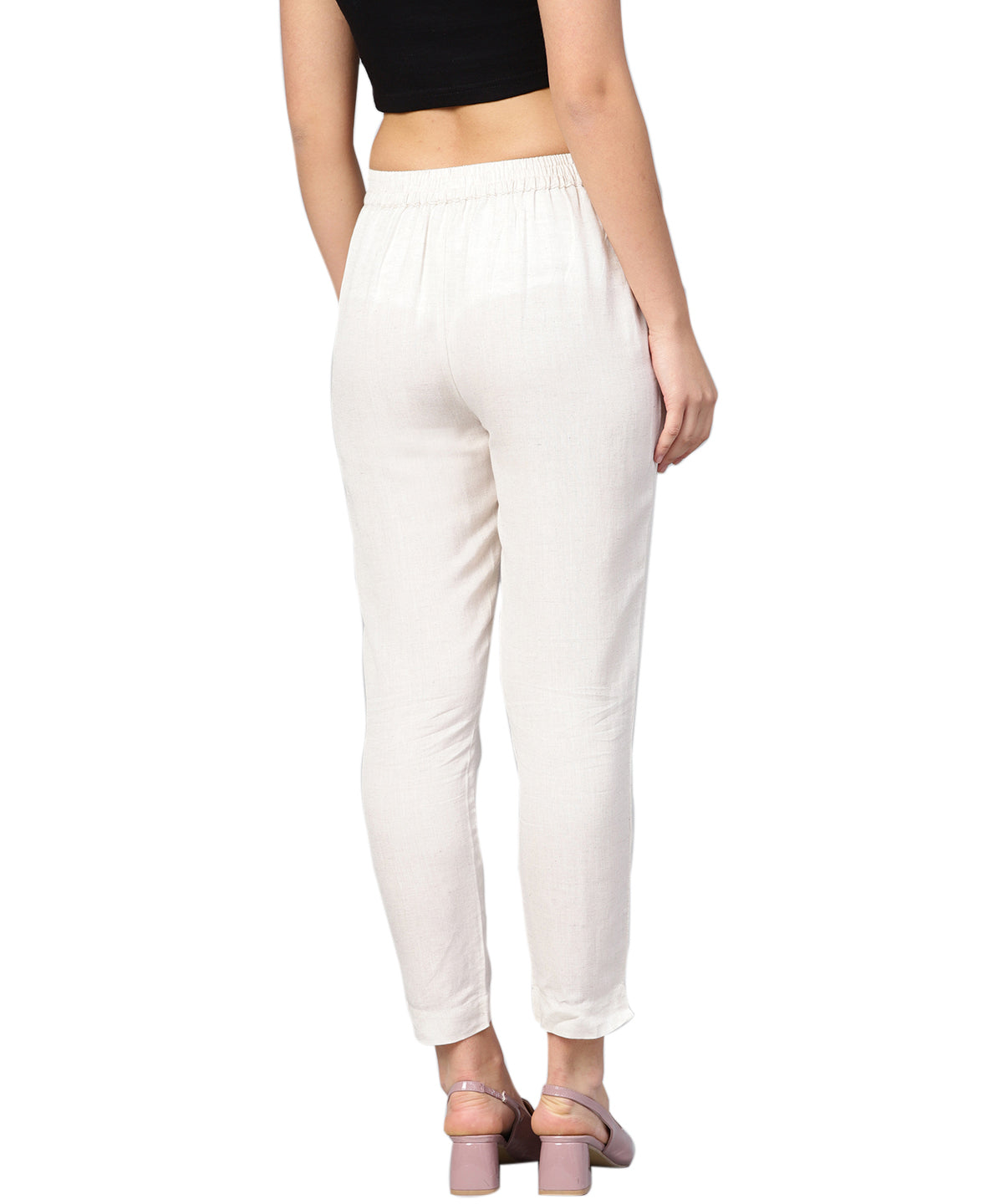 Juniper Women Ivory Rayon Flex Solid Slim Fit Pant/Slim Pant - Distacart