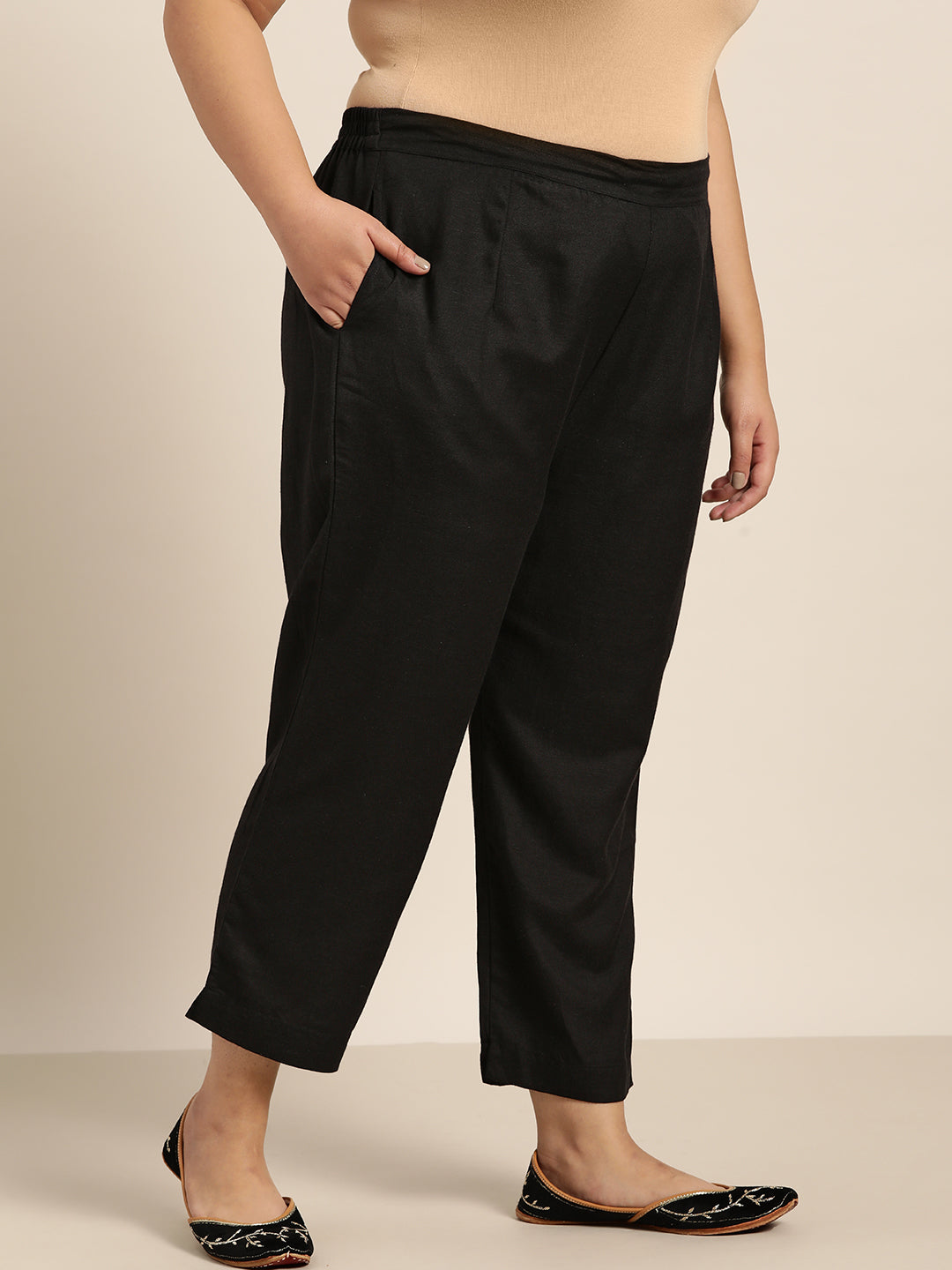 Juniper Women Black Rayon Flex Solid Slim Fit Pant/Slim Pant - Distacart