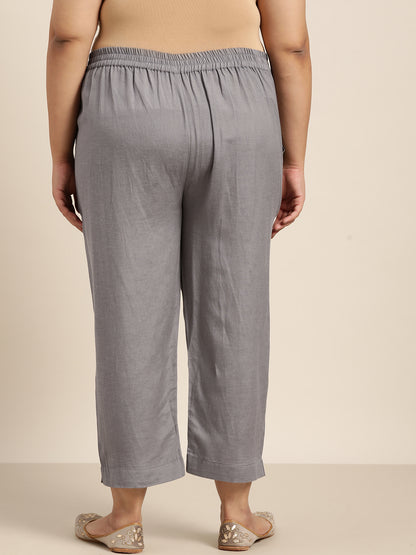 Juniper Women Grey Rayon Flex Solid Slim Fit Pant/Slim Pant - Distacart