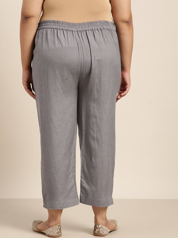 Juniper Women Grey Rayon Flex Solid Slim Fit Pant/Slim Pant - Distacart