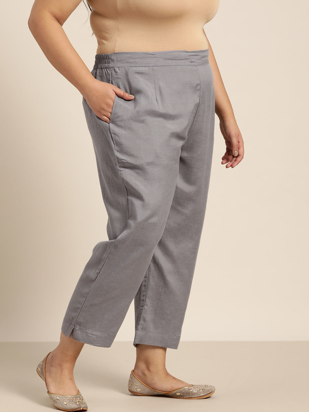 Juniper Women Grey Rayon Flex Solid Slim Fit Pant/Slim Pant - Distacart