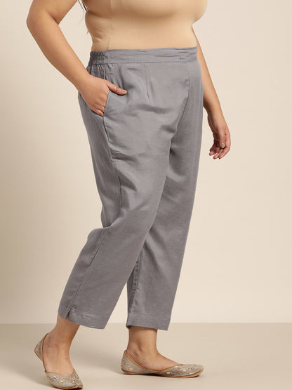 Juniper Women Grey Rayon Flex Solid Slim Fit Pant/Slim Pant - Distacart
