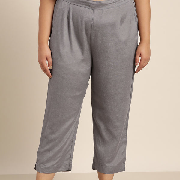 Juniper Women Grey Rayon Flex Solid Slim Fit Pant/Slim Pant - Distacart