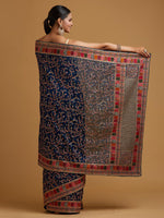 Thumbnail for Koskii Blue & Red Floral Zari Art Silk Saree - Distacart