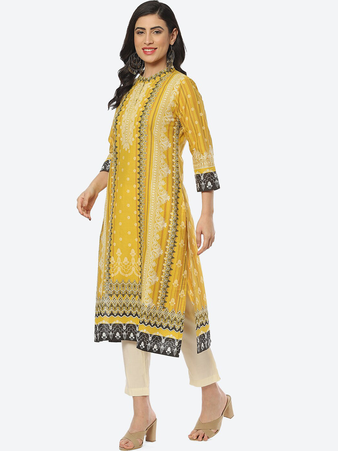 Biba Women Ethnic Motif Printed Cotton Kurta - Distacart